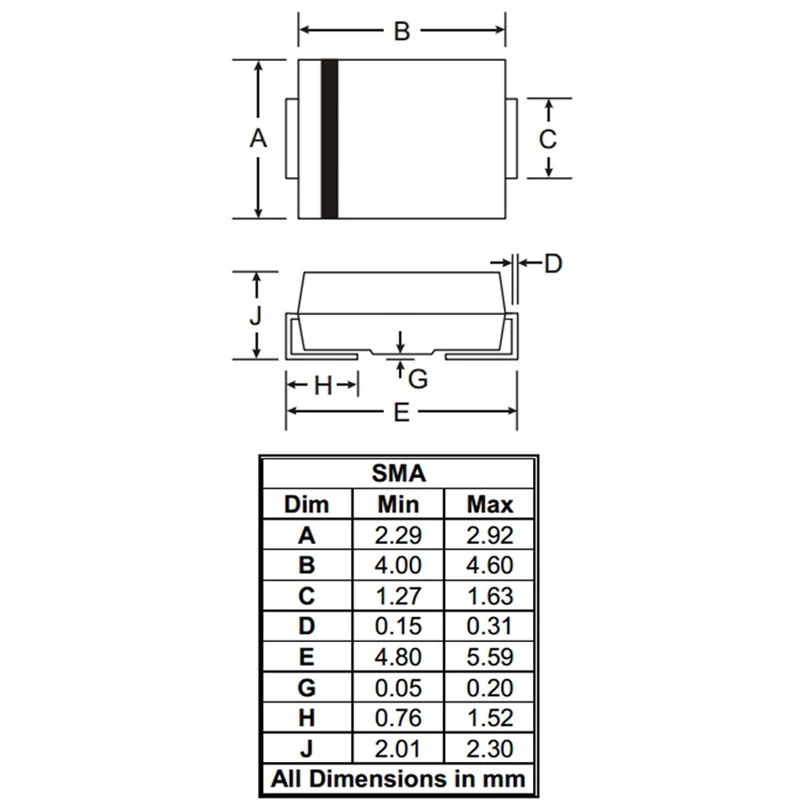 دیود smd شاتکی 1n5822 فست 40v/3a کد ss34